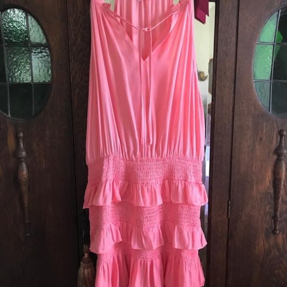 Pink Lily Boutique Peachy-Pink Ruffle Dress - Picture 2 of 2